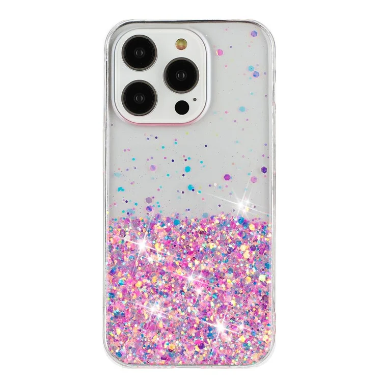 Capa de Telefone para iPhone 15 Pro - Epóxi TPU Brilhante Brilhante Luminoso Capa Traseira - Rosa