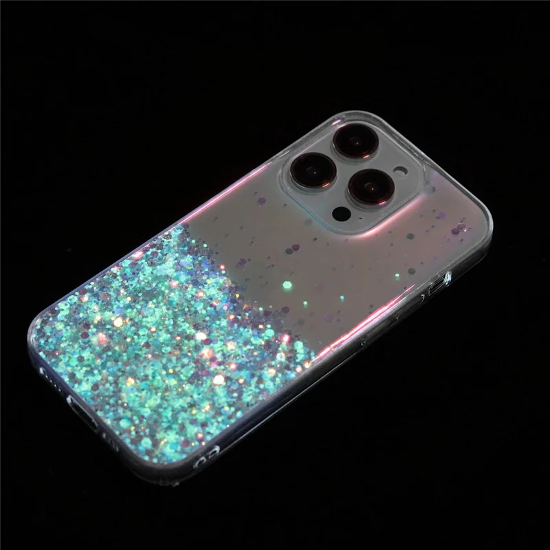 Telefonkoffer Für Iiphone 14 Pro TPU Cover Epoxy Glitzer Glitzer Luminous Drop-Proof Phone Shell - Weiß