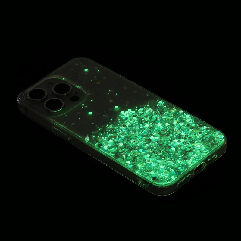 Telefonkoffer Für Iiphone 14 Pro TPU Cover Epoxy Glitzer Glitzer Luminous Drop-Proof Phone Shell - Weiß