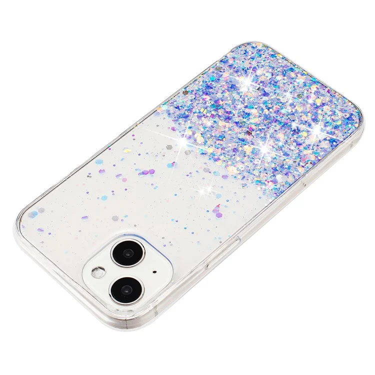 Pour iPhone 13 6.1 pouces Étuis pour téléphones portables Epoxy TPU Glitter Sparkle Luminous Phone Cover - Violet