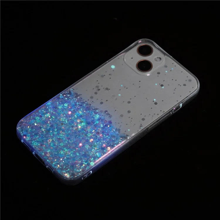 Pour iPhone 13 6.1 pouces Étuis pour téléphones portables Epoxy TPU Glitter Sparkle Luminous Phone Cover - Violet