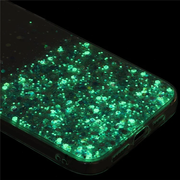 Pour iPhone 13 6.1 pouces Étuis pour téléphones portables Epoxy TPU Glitter Sparkle Luminous Phone Cover - Violet