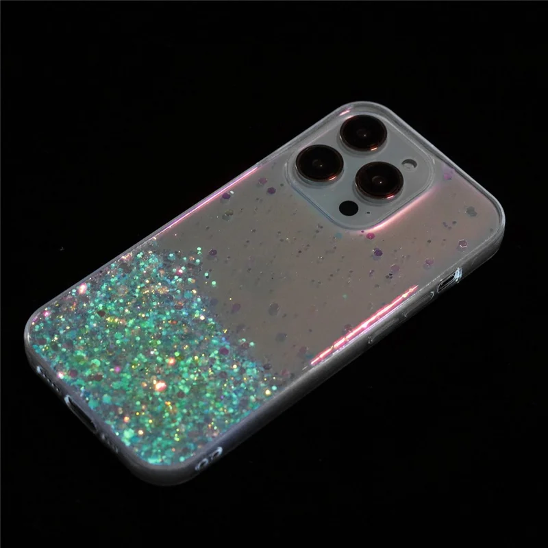 For iPhone 13 Pro Max 6.7 inch TPU Back Cover Sparkle Luminous Epoxy Cell Phone Case - Green