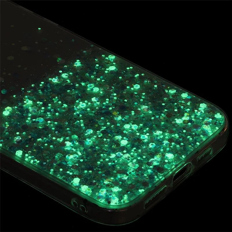 For iPhone 13 Pro Max 6.7 inch TPU Back Cover Sparkle Luminous Epoxy Cell Phone Case - Green