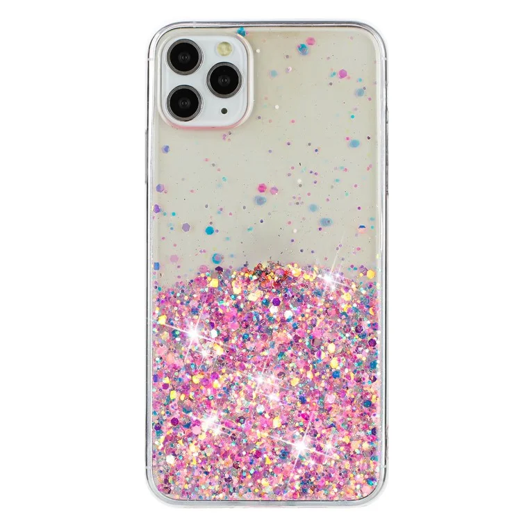 Coque arrière pour iPhone 11 Pro Max Glow In The Dark Epoxy TPU Glitter Sparkle Mobile Phone Cover - Rose