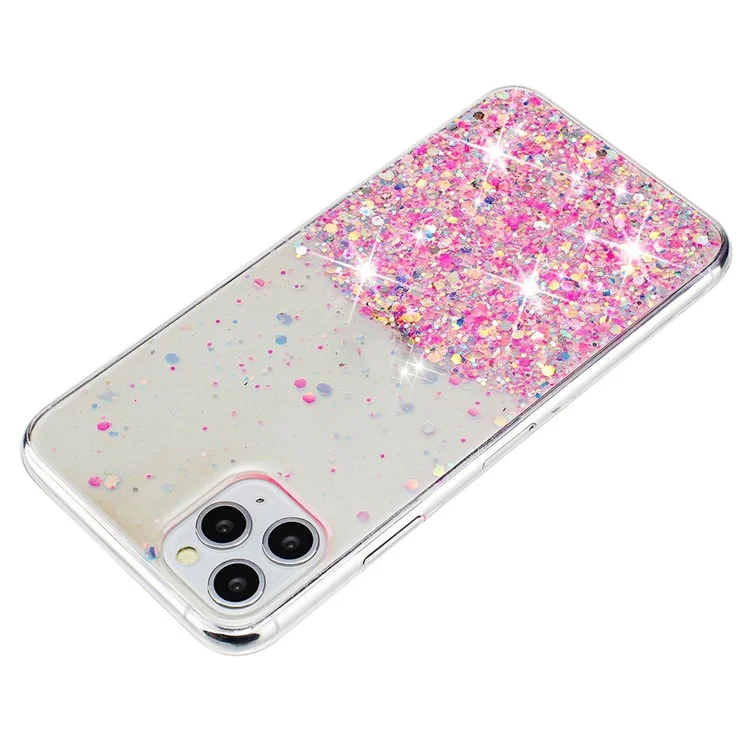Coque arrière pour iPhone 11 Pro Max Glow In The Dark Epoxy TPU Glitter Sparkle Mobile Phone Cover - Rose