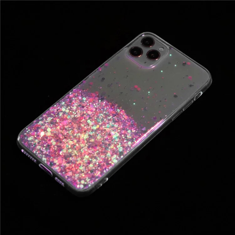 Coque arrière pour iPhone 11 Pro Max Glow In The Dark Epoxy TPU Glitter Sparkle Mobile Phone Cover - Rose