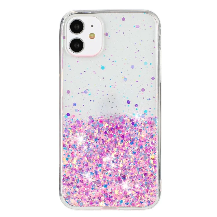Pour iPhone 11 Glow In The Dark Back Case Epoxy TPU Glitter Sparkle Mobile Phone Cover - Rose