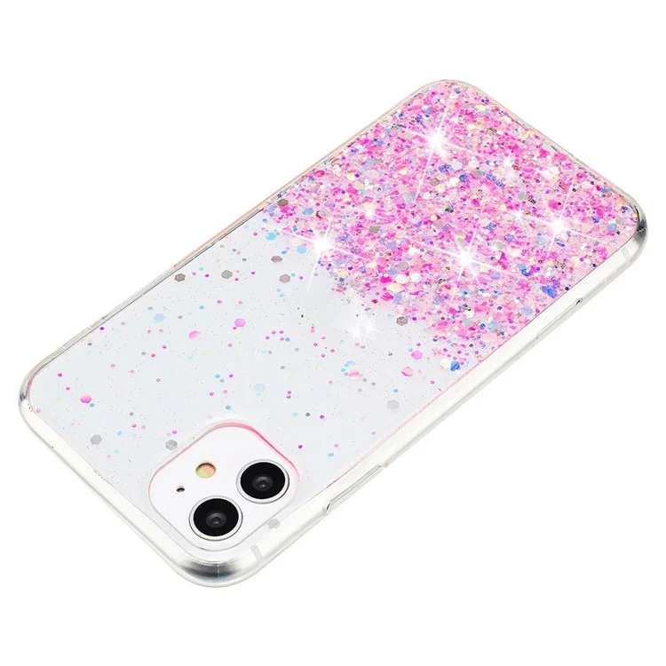 Pour iPhone 11 Glow In The Dark Back Case Epoxy TPU Glitter Sparkle Mobile Phone Cover - Rose