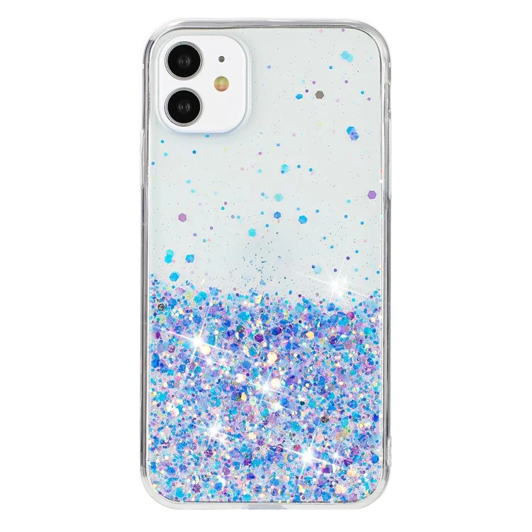 For iPhone 11 Glow In The Dark Back Case Epoxy TPU Glitter Sparkle Mobile Phone Cover - Purple