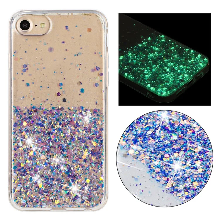 Для iPhone 6 / 7 / 8 / SE (2022) / SE (2020) / SE (1-го поколения) Чехлы Anti-Scratch Epoxy Luminous TPU Телефонная оболочка - Фиолетовый