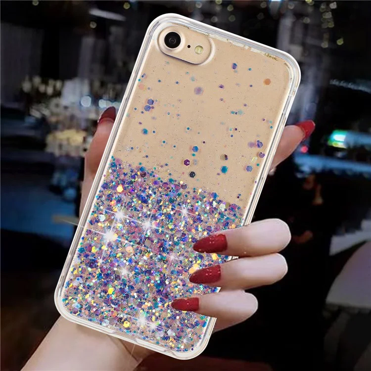 Для iPhone 6 / 7 / 8 / SE (2022) / SE (2020) / SE (1-го поколения) Чехлы Anti-Scratch Epoxy Luminous TPU Телефонная оболочка - Фиолетовый
