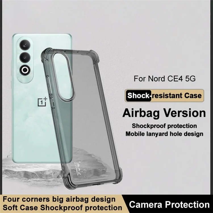 IMAK Para Oppo K12 / OnePlus Nord CE4 5G Capa de Telefone TPU Proteção Contra Quedas Capa de Telefone Transparente HD - Preto Transparente