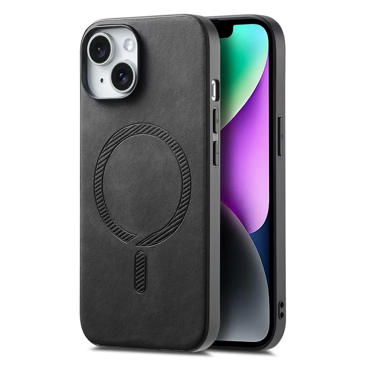 B1 Per iPhone 14 Custodia Magnetica Compatibile con MagSafe Pelle touch Skin+TPU Custodia Telefonica - Nero
