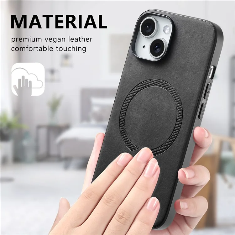 B1 Per iPhone 14 Custodia Magnetica Compatibile con MagSafe Pelle touch Skin+TPU Custodia Telefonica - Nero