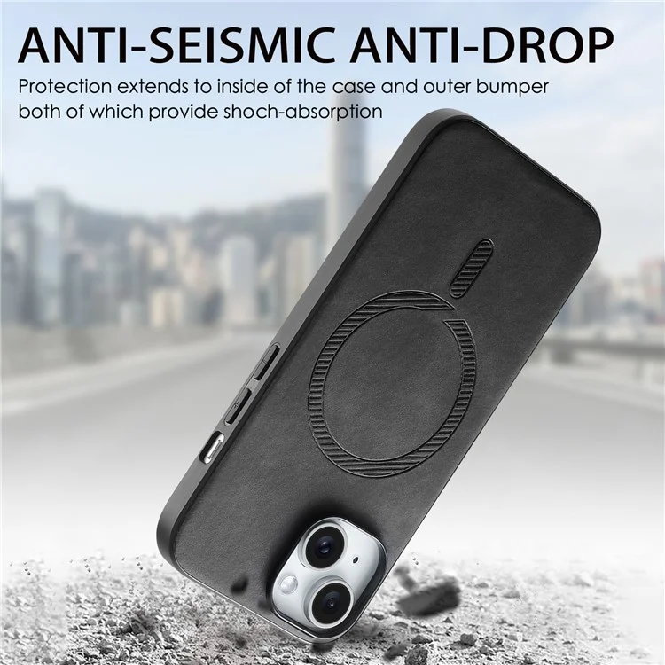 B1 Per iPhone 14 Custodia Magnetica Compatibile con MagSafe Pelle touch Skin+TPU Custodia Telefonica - Nero