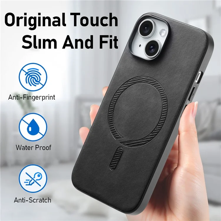 B1 Per iPhone 14 Custodia Magnetica Compatibile con MagSafe Pelle touch Skin+TPU Custodia Telefonica - Nero