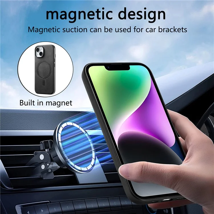 B1 Per iPhone 14 Custodia Magnetica Compatibile con MagSafe Pelle touch Skin+TPU Custodia Telefonica - Nero