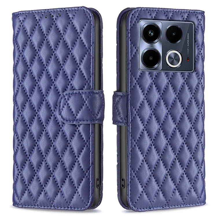 BINFEN COLOR BF Style-14 For Infinix Note 40 Case Wallet Rhombus Phone Leather Cover - Blue