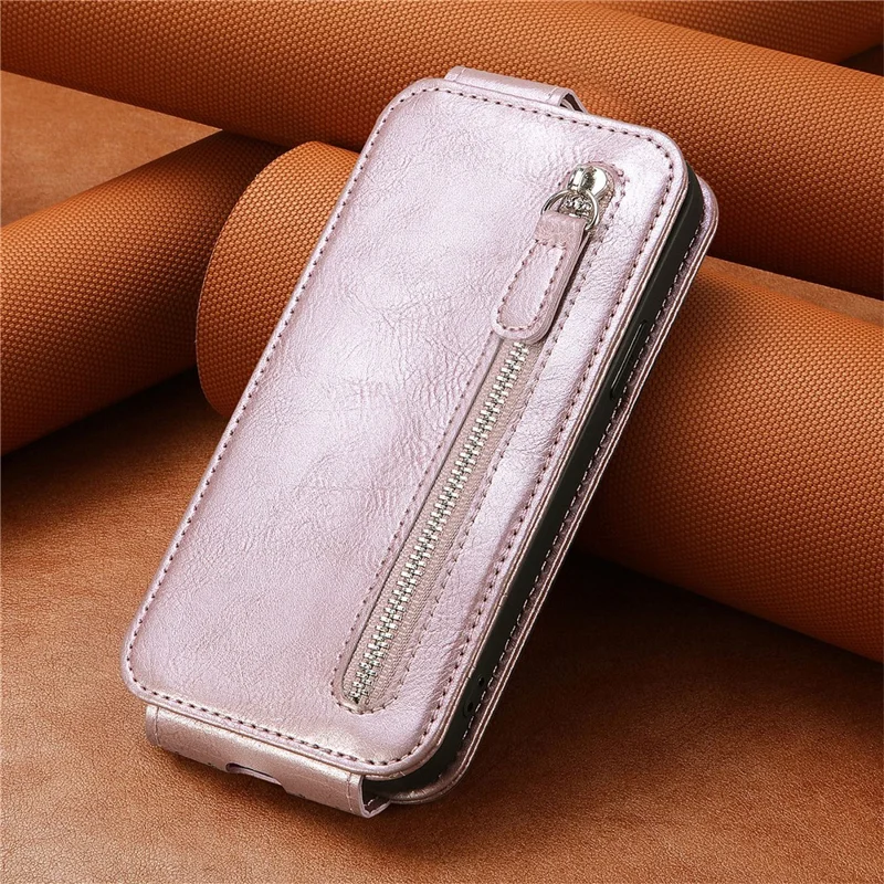 For Samsung Galaxy S24 Ultra Case Zipper Wallet Leather Cover Cell Phone Accessory Wholesale - Rose Gold