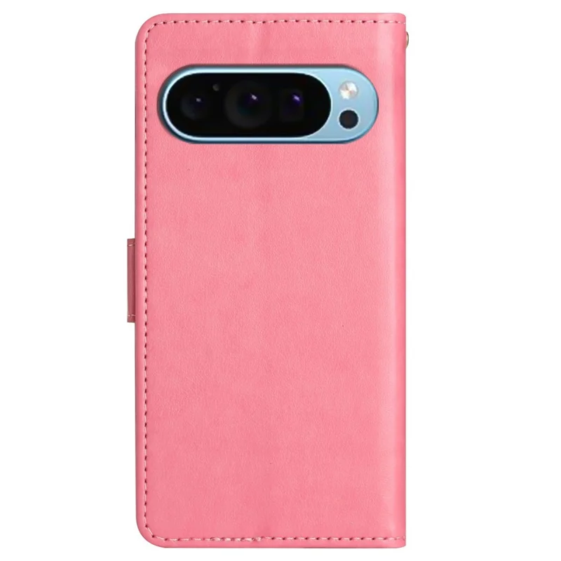 For Google Pixel 9 / Pixel 9 Pro Case Butterfly Pattern PU Leather Wallet Phone Cover - Pink