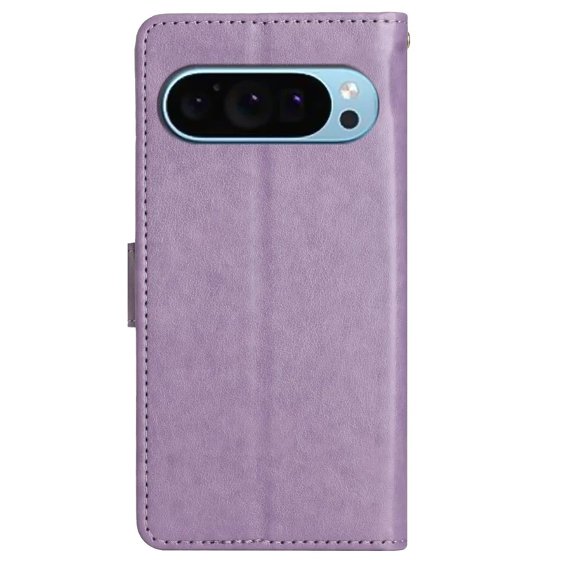 For Google Pixel 9 / Pixel 9 Pro Case Butterfly Pattern PU Leather Wallet Phone Cover - Light Purple