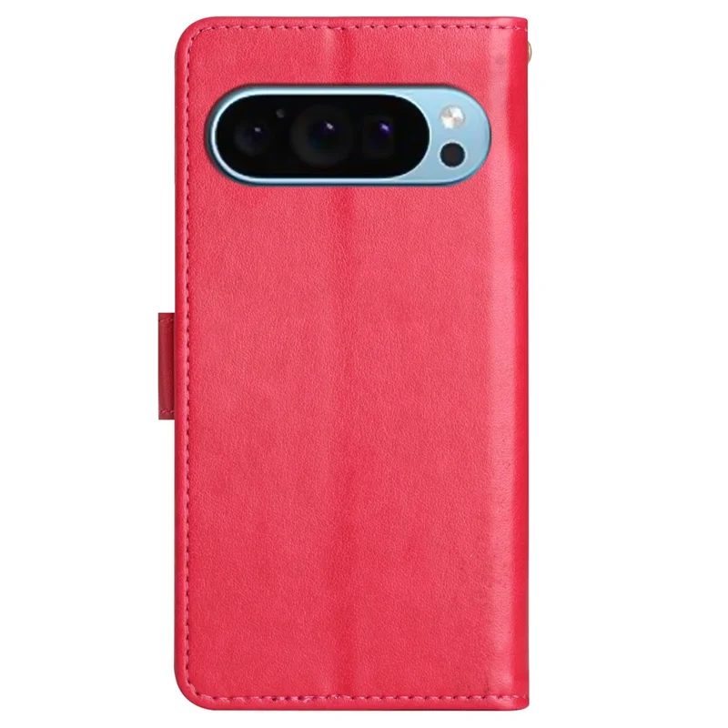 For Google Pixel 9 / Pixel 9 Pro Case Butterfly Pattern PU Leather Wallet Phone Cover - Red