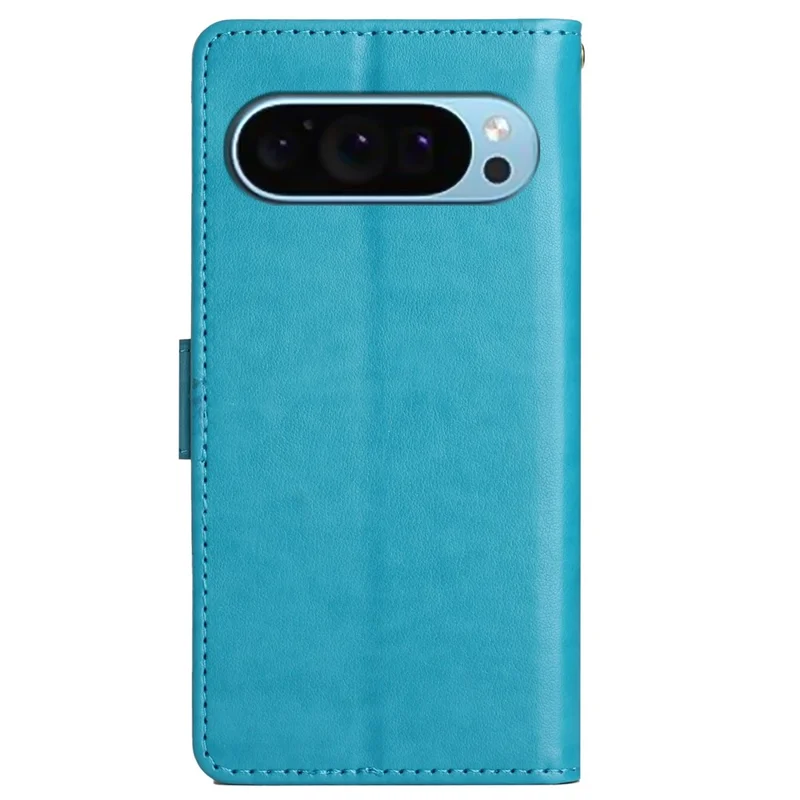 For Google Pixel 9 / Pixel 9 Pro Case Butterfly Pattern PU Leather Wallet Phone Cover - Blue