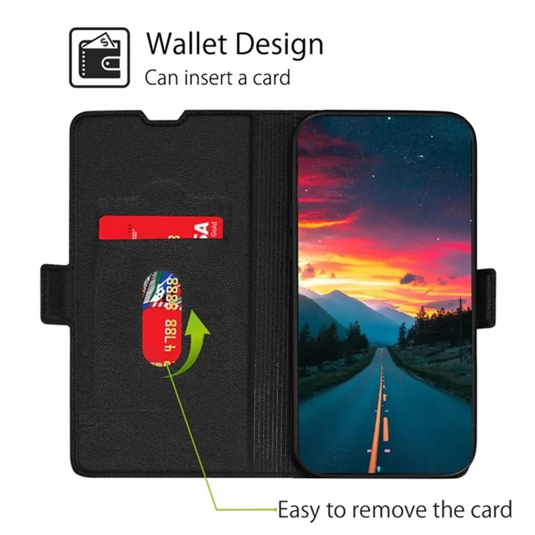 Funda para teléfono Samsung Galaxy M15 5G, con cierre magnético lateral y cubierta de cuero - negro