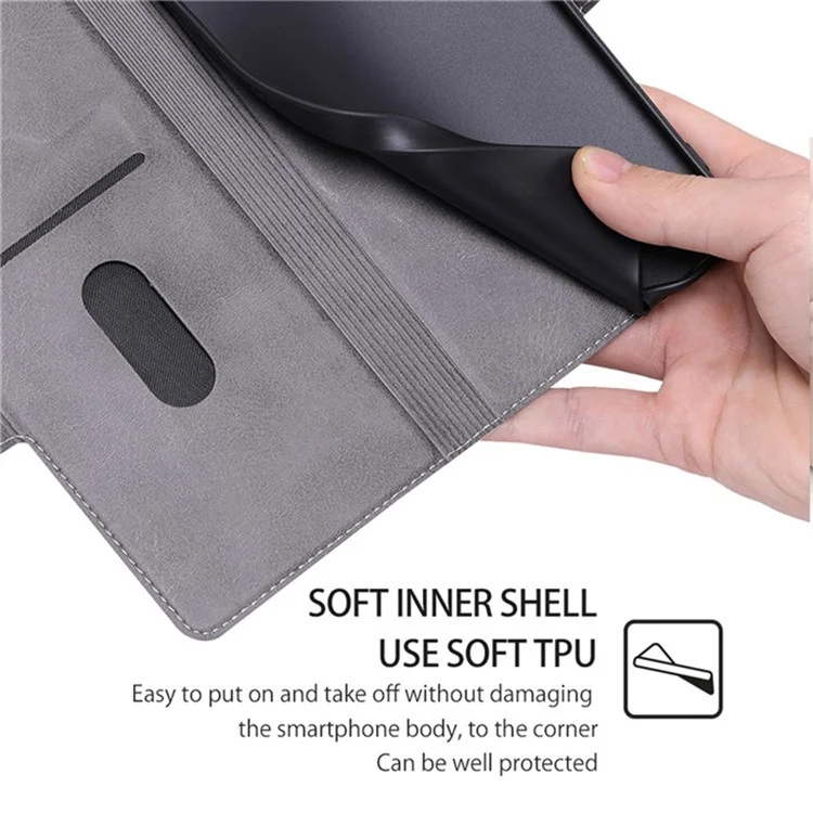 Funda para teléfono Samsung Galaxy M15 5G, con cierre magnético lateral y cubierta de cuero - negro
