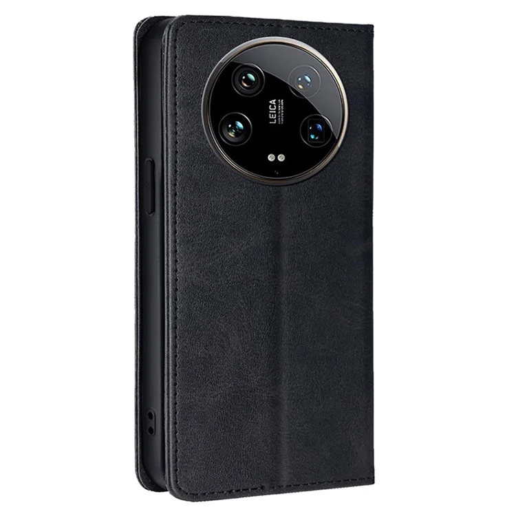 For Xiaomi 14 Ultra Case Calf Texture PU Leather Wallet Phone Cover - Black