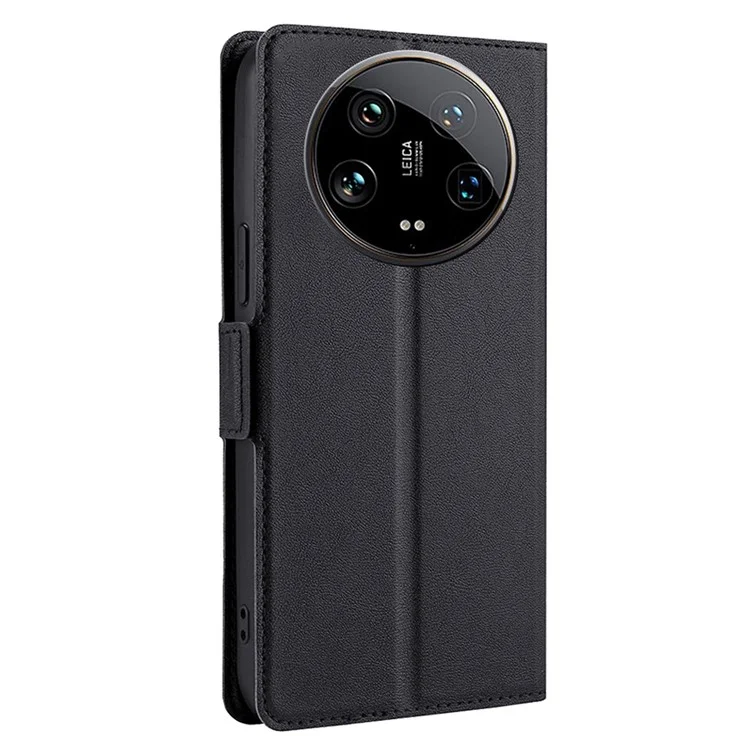 For Xiaomi 14 Ultra Case PU Leather Cover Side Magnetic Clasp Design - Black