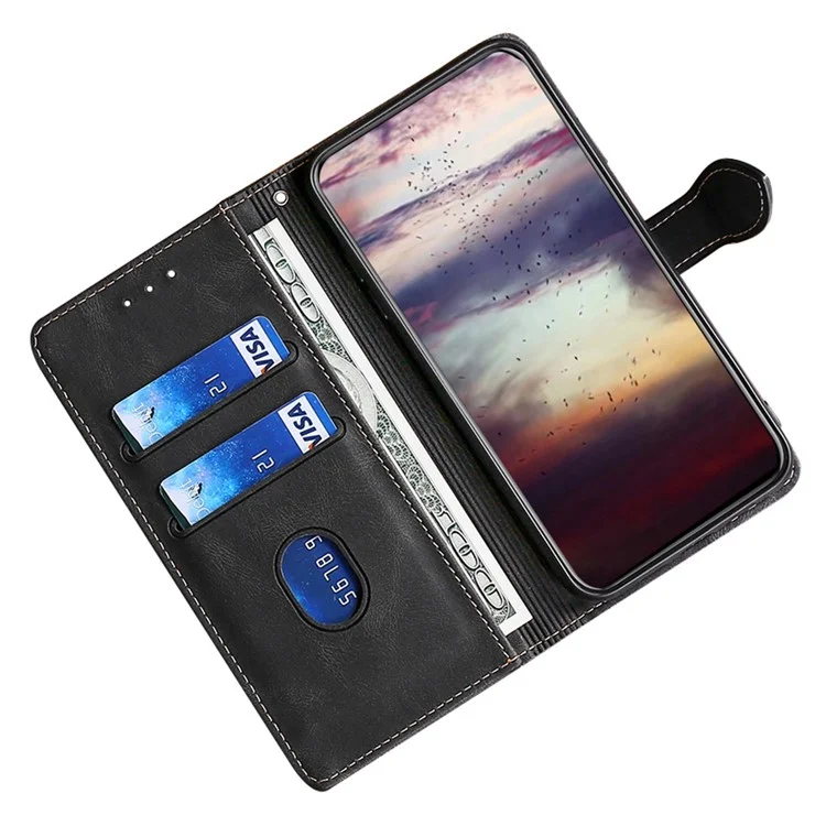 Skin-Touch Phone Shell for Xiaomi Civi 4 Pro 5G / 14 Civi 5G Straw Hat Phone Cover PU Leather Stand Wallet Case - Black