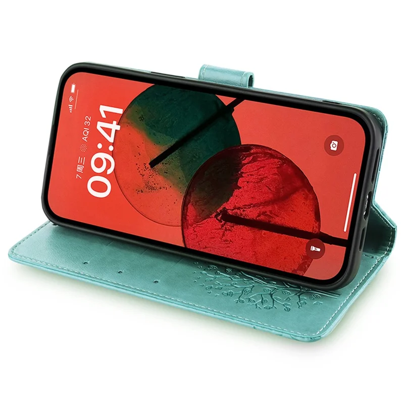 For OnePlus Ace 3V 5G Leather Case Tree Imprinted Wallet Stand Cell Phone Cover - Green