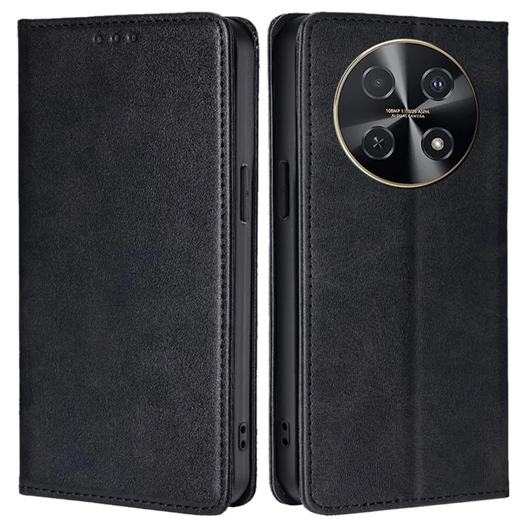 Para Huawei nova 12i 4G Capa de Carteira Magnética Fechamento Capa de Telefone de Couro - Preto