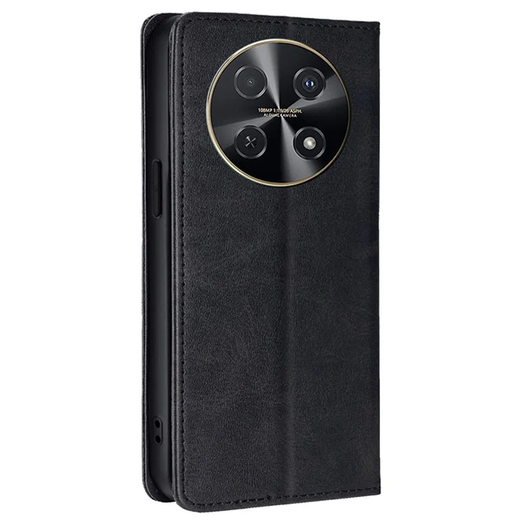 Para Huawei nova 12i 4G Capa de Carteira Magnética Fechamento Capa de Telefone de Couro - Preto