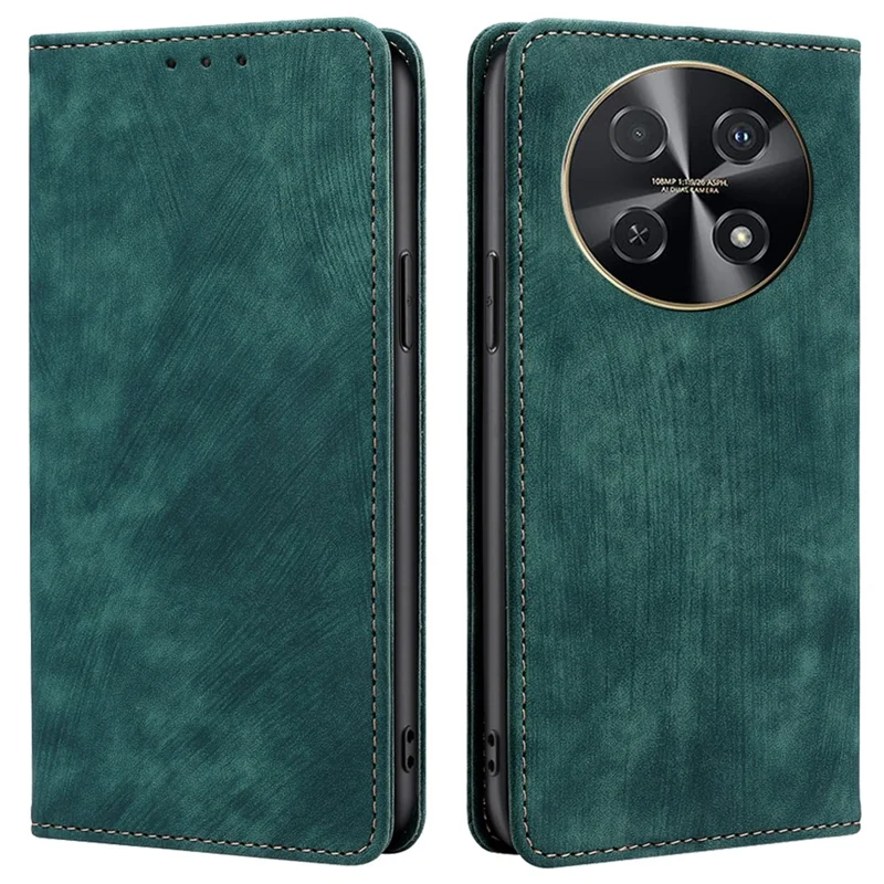 For Huawei nova 12i 4G Leather Phone Case RFID Blocking Card Slots Stand Cover - Green