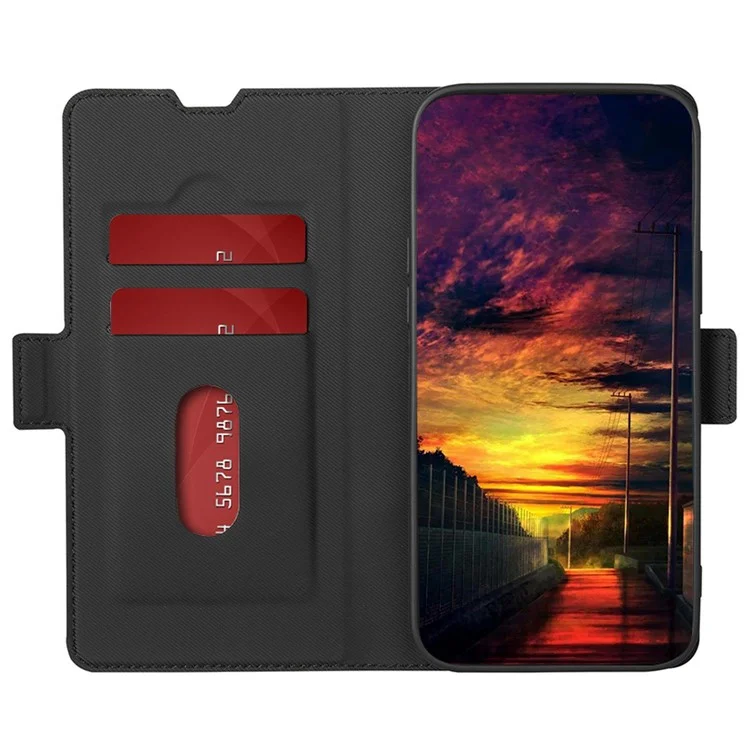 Para Huawei nova 12i 4G Twill Texture Case Card Slots Anti-scratch Mobile Phone Leather Cover - Black