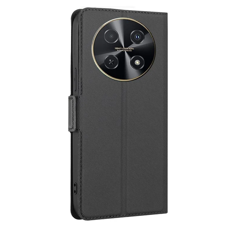 Para Huawei nova 12i 4G Twill Texture Case Card Slots Anti-scratch Mobile Phone Leather Cover - Black