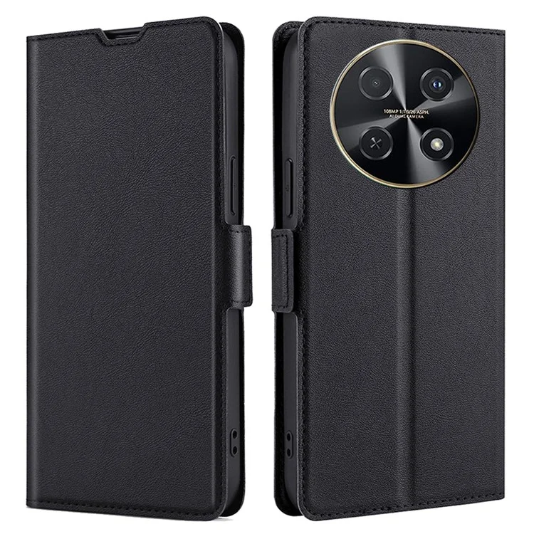 Para Huawei nova 12i 4G Case PU Leather + TPU Protective Phone Stand Cover - Preto