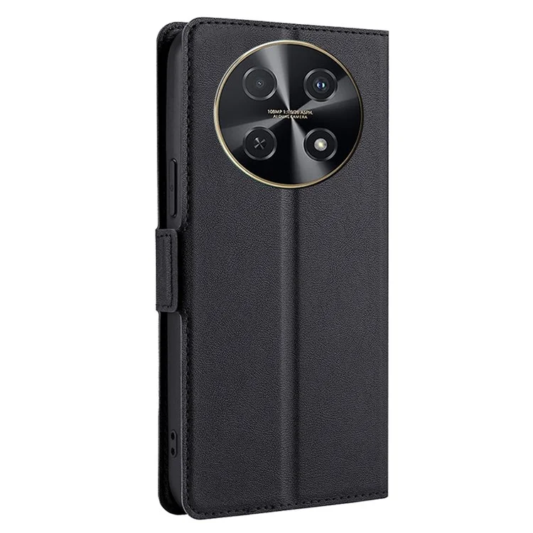 Para Huawei nova 12i 4G Case PU Leather + TPU Protective Phone Stand Cover - Preto