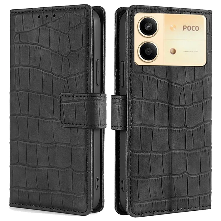 Für Xiaomi Redmi Note 13R Pro 5G Brieftasche Hülle Krokodilleder Textur Leder Handy Hülle - Schwarz