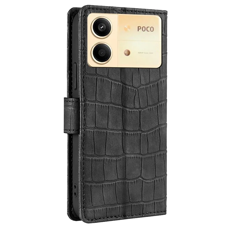 Für Xiaomi Redmi Note 13R Pro 5G Brieftasche Hülle Krokodilleder Textur Leder Handy Hülle - Schwarz
