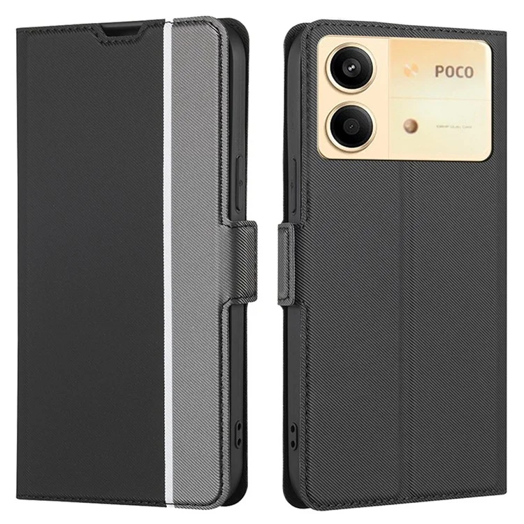 Für Xiaomi Redmi Note 13R Pro 5G Magnetverschluss-Hülle mit Kartenfach und Ständer, PU-Leder-Handyhülle - Schwarz