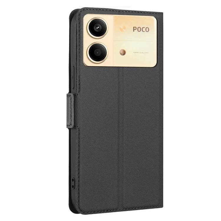 Für Xiaomi Redmi Note 13R Pro 5G Magnetverschluss-Hülle mit Kartenfach und Ständer, PU-Leder-Handyhülle - Schwarz