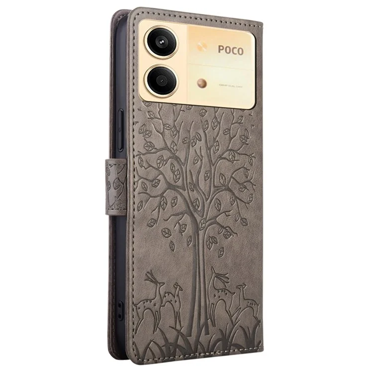 Für Xiaomi Redmi Note 13R Pro 5G Hülle Bedruckt PU-Leder Geldbörse Stand Handyhülle - Grau