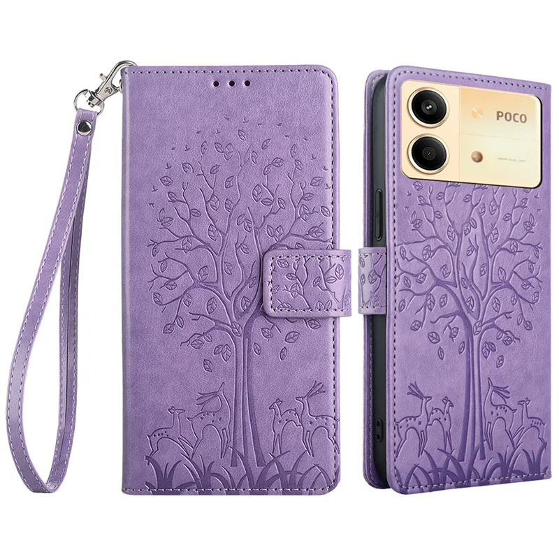 For Xiaomi Redmi Note 13R Pro 5G Case Imprinted PU Leather Wallet Stand Phone Cover - Purple