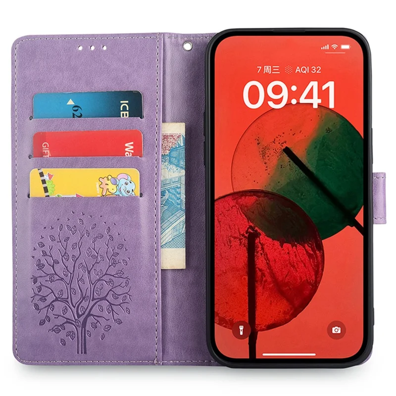 For Xiaomi Redmi Note 13R Pro 5G Case Imprinted PU Leather Wallet Stand Phone Cover - Purple