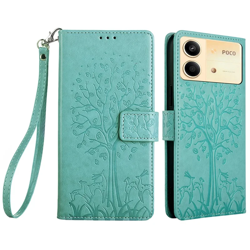 For Xiaomi Redmi Note 13R Pro 5G Case Imprinted PU Leather Wallet Stand Phone Cover - Green