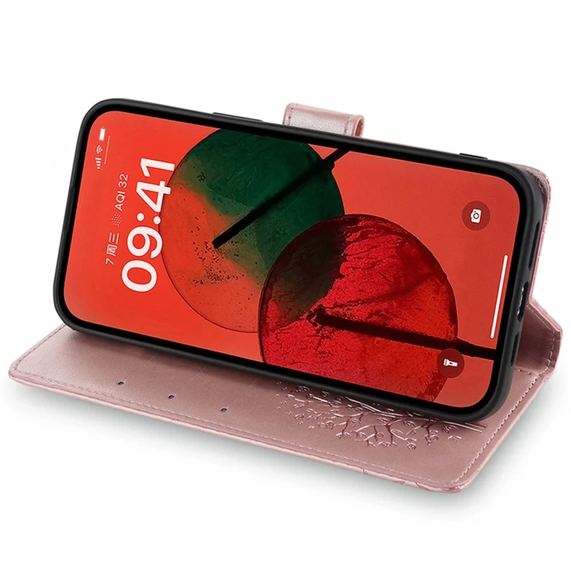 For Xiaomi Redmi Note 13R Pro 5G Case Imprinted PU Leather Wallet Stand Phone Cover - Rose Gold